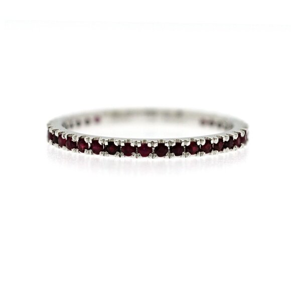 0.36 CT Natural Ruby14K White Gold Band Ring Size 5.5 - Picture 1 of 6
